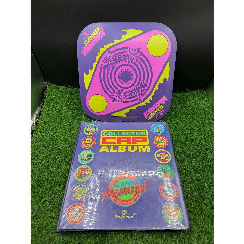 Pogs Faceoff Cap Game Arena Slammer Whammers 90s Lot of 75 Pogs- Book